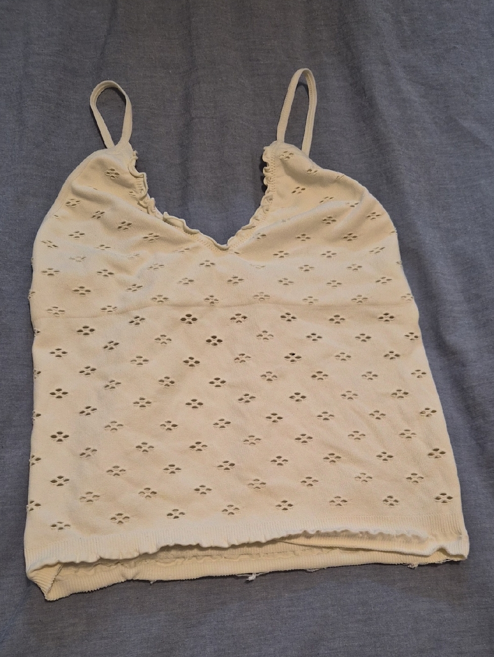 Butter yellow Eyelet Spaghetti Strap Tank Top - Women's